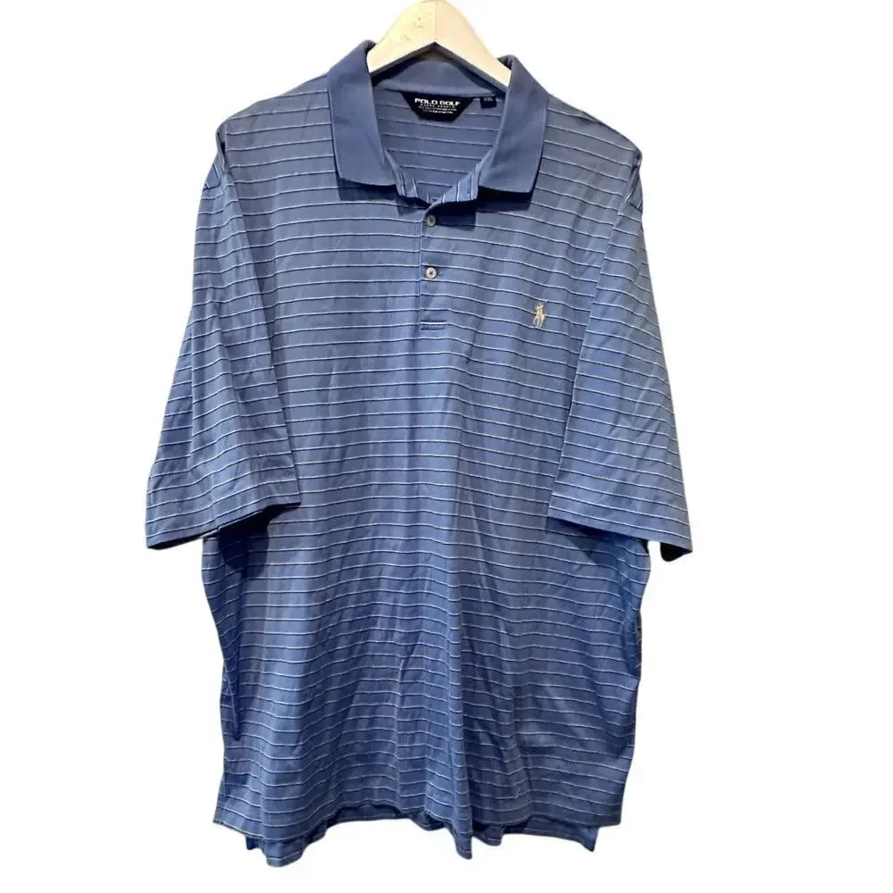 Polo Golf Ralph Lauren Size XXL Short Sleeve Polo Shirt Striped Blue Casual